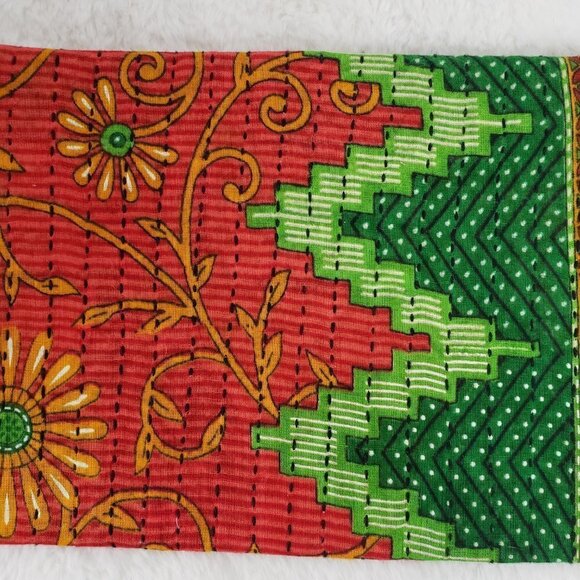 Anchal Project Pouch Cosmetic School Utility Batik Hippie Boho Orange Green - Picture 3 of 11
